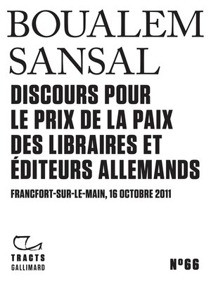 cover image of Tracts (N°66)--Discours pour le Prix de la paix des libraires et éditeurs allemands